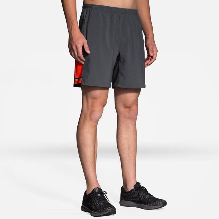 Brooks Sherpa 7 2-in-1 Running Shorts - Men's - Grey (36954-ZVBG)